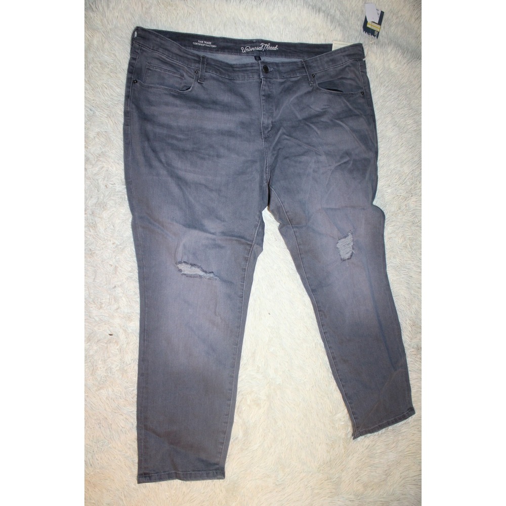 Universal Thread Gray Shadow Mid-Rise Distressed Skinny Jeans NEW Size 26W